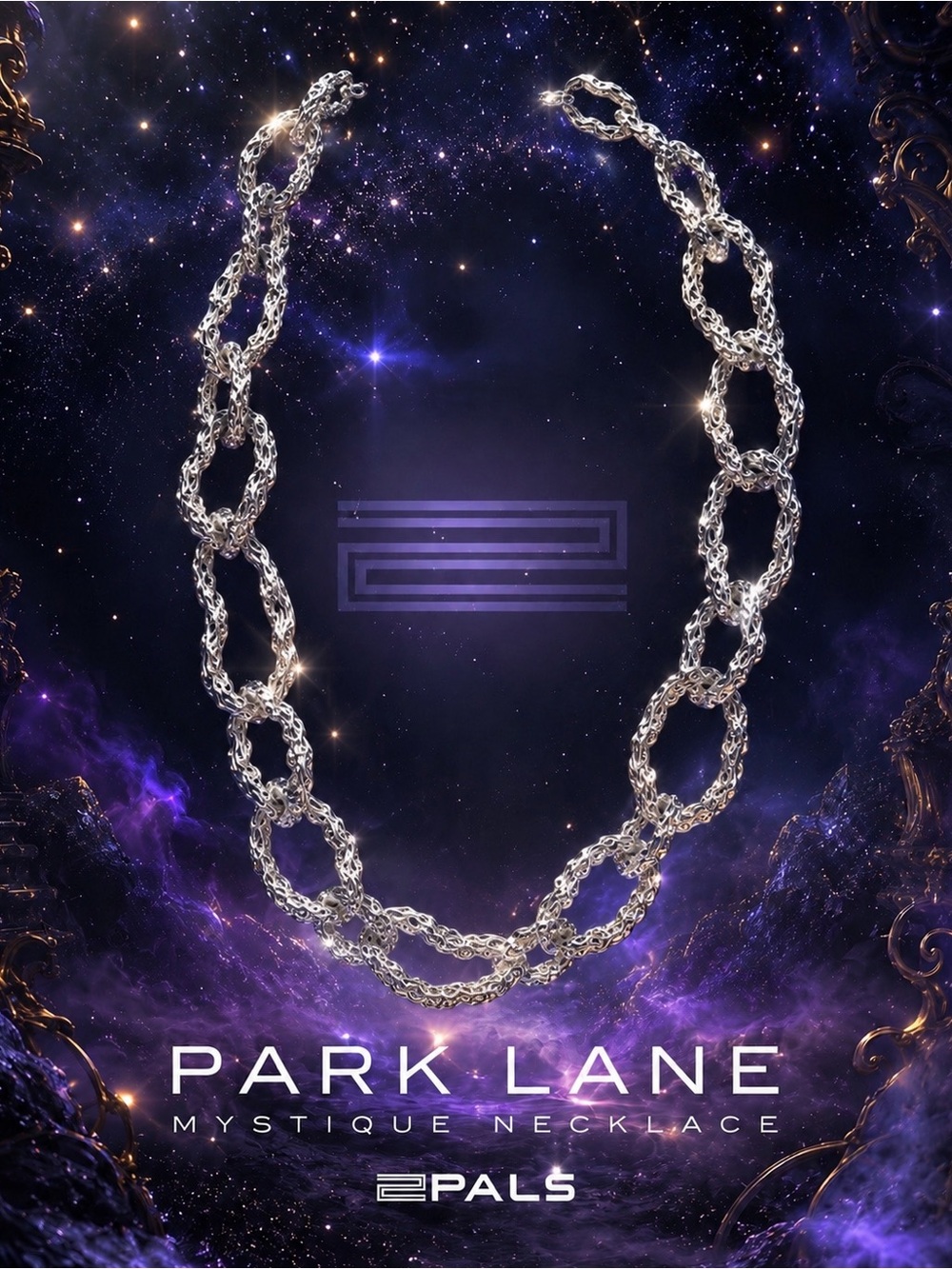 Park Lane Womens Mystique Necklace Silver Statement Textured Link Chain Glam